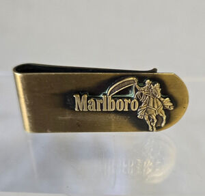 Vintage Marlboro Cowboy Brass Money Clip Western Advertising Promo Collectible